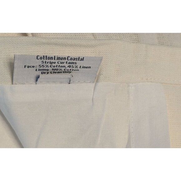 Quince Coastal Stripe Linen Cotton Curtain Size: 48x84 Ivory/Light Blue 2 Panels - Picture 5 of 7